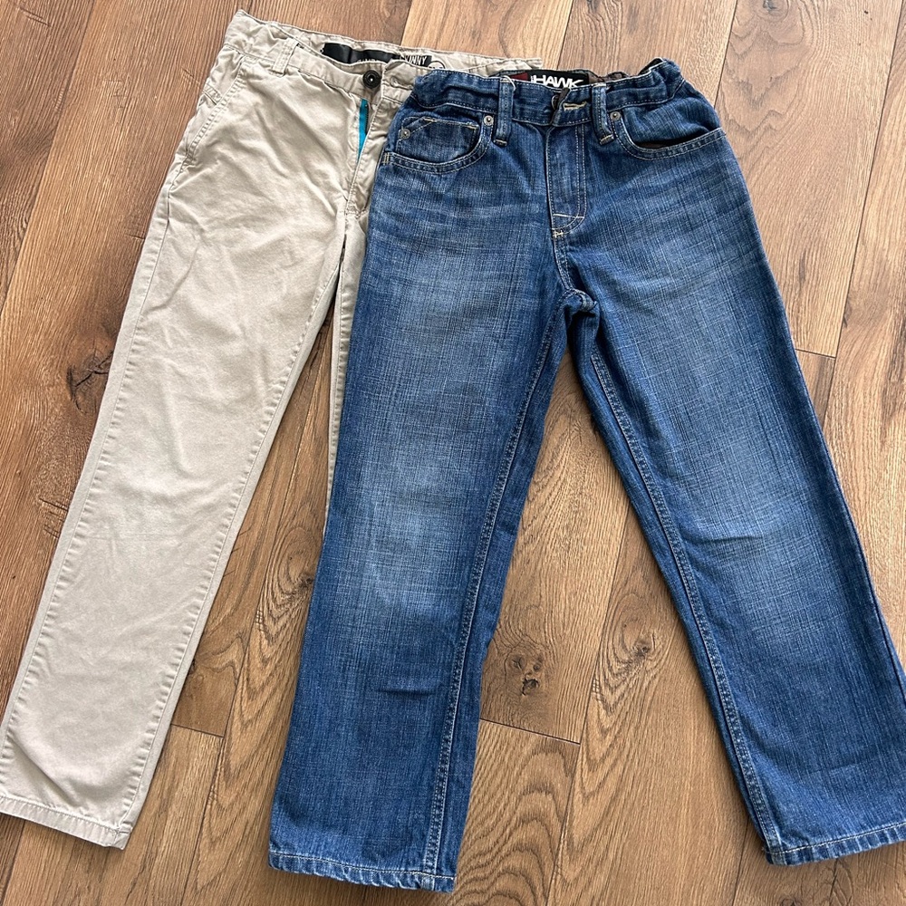 Bundle Size 8 Boys Blue Jeans and Khaki Pants Set Tony Hawk and Shaun White